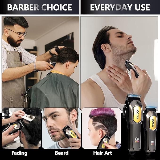 Hair Clippers for Men, Cordless & Corded Professional Clippers Set, 7500RPM Rechargeable Hair Cutting Kit with Precision Blades & Guide Combs, Ideal for Barbers & Home Use (Silver)