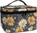 Cottagecore forest Daisy Flower Pattern Travel Makeup Bag for Women,Multifuntional Makeup Organizer,Large Capacity Cosmetic Bag,Toiletry Bag for Women with Zipper and Portable Handle