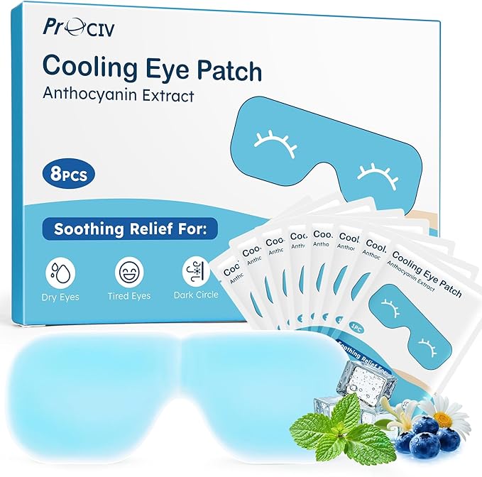 8-Pack Cold Eye Mask, Disposable Hydrogel Eye Patches, Gel Sheet Mask for Tired Eyes & Puffiness，Self Cooling Compress, Travel Essentials & Relaxation Gifts for Women, Stocking Stuffers for Adults