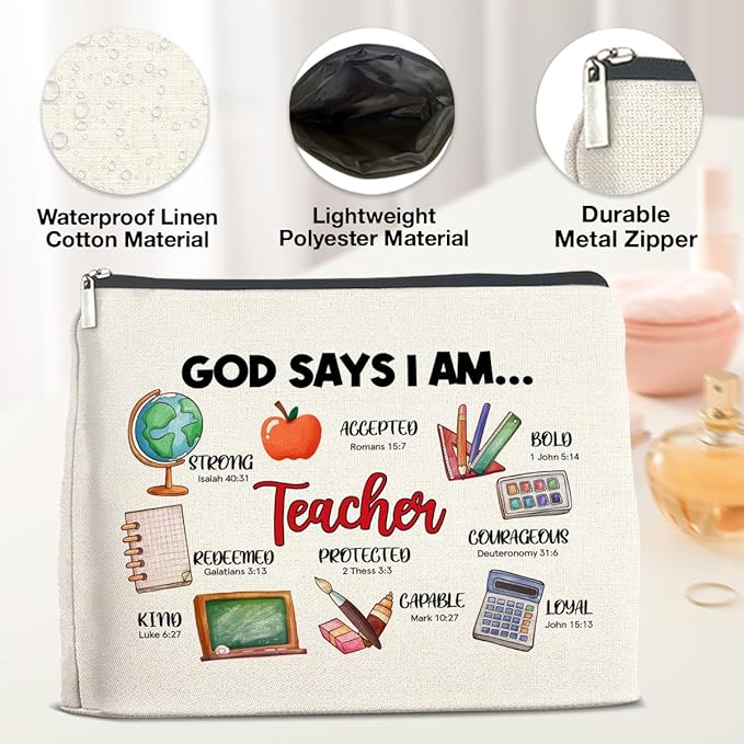 YeleY Cosmetic Case - Multipurpose Makeup Bag for Women - Waterproof Zipper Pouch - Bible Verses Design