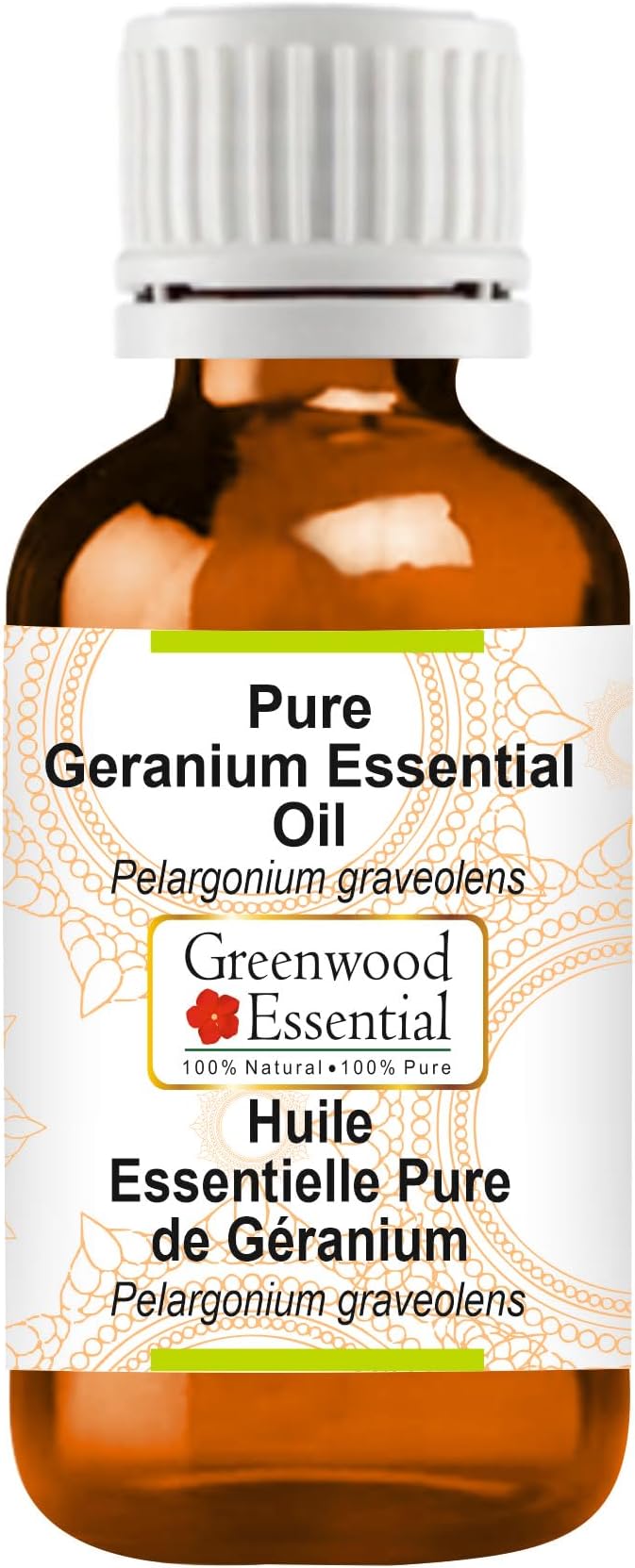 Greenwood Essential Pure Geranium Essential Oil (Pelargonium graveolens Steam Distilled 50ml (1.69 oz)