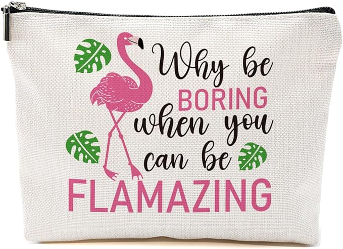 Flamingo Makeup Bag - Animal Lover's Summer Cosmetic Bag, Funny Toiletry Bag for Graduation or Birthday Gifts