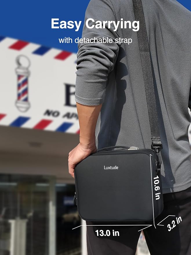 Luxtude Large Barber Case, Barber Bags for Clippers and Supplies, Travel Hair Clipper and Trimmer Case, Barbers Accessories for Wahl 5Star/Hatteker/Oneisal/Andis Grooming Kits, Christmas Gifts