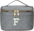 EURYNOME Makeup Bag with Custom Letter F, Water-Resistant Travel Organizer Pouch, (8.3x5.1x5.1 Inch) Cosmetic Case for Women
