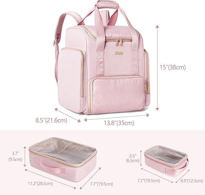 Large Makeup Backpack with 3 Clear Makeup Bags, Double Layers Professional Makeup Travel Case with Brushes Storage Section for Makeup Artists