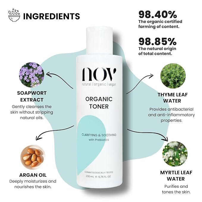 Organic Toner | Skin Care, Face Moisturizer 6.76 Fl. Oz., Rose Water, Aloe Vera