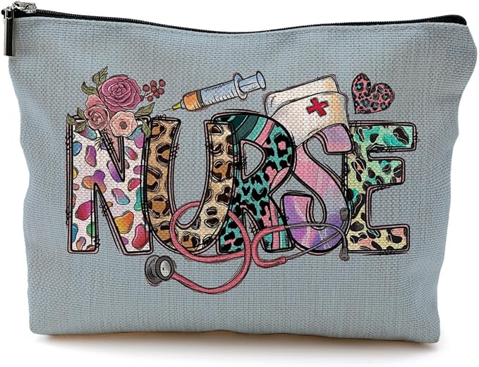 Nurse Makeup Bags,Nurse Gifts for Women,Nurse Cosmetic Bags With Zipper,Nurse Gifts for Nursing Student,Student Nurse Gifts(Blue)