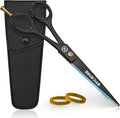 Hair Cutting Scissors - 6.5” Professional Hair Scissors For Men and Women High Carbon Stainless Steel With Serrated Blade And Leather Bag - Barber Scissors - Salon Hair Shears, Haircut Scissors
