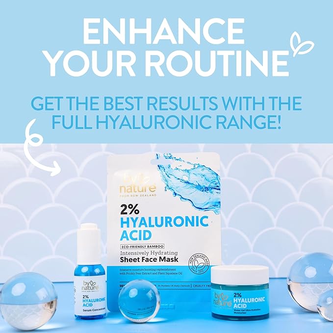By Nature 2% Hyaluronic Acid Serum for Face & Neck - Skincare from New Zealand - 2% Hyaluronic Acid Facial Serum Concentrate - 1fl. Oz
