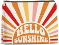 Inspirational Gifts Hello Sunshine Makeup Bag, Positve Gifts for Women, Boho Sunrise Sunshine Zipper Makeup Pouch