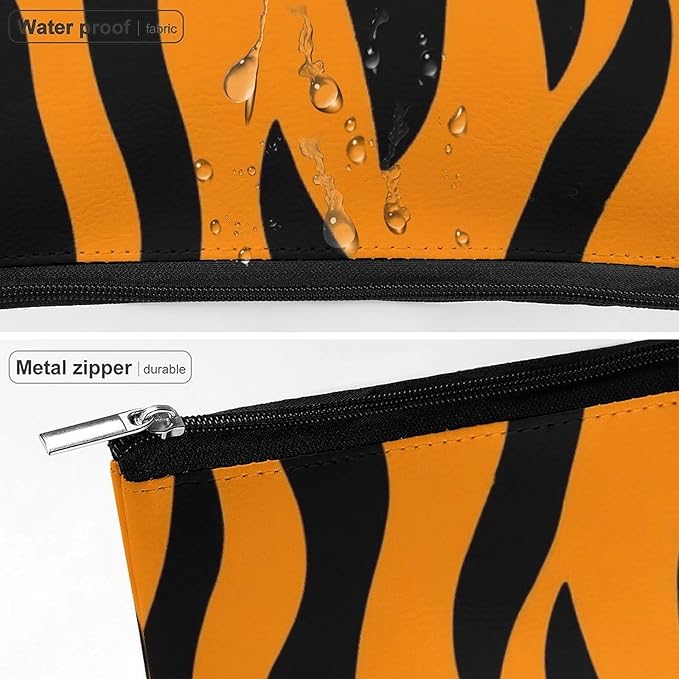 Personality Fashion Zipper Cosmetic Case, Portable Makeup Case, Toiletry Bag, Tiger Stripes Animal Print Travel Cosmetic Toiletry Bag