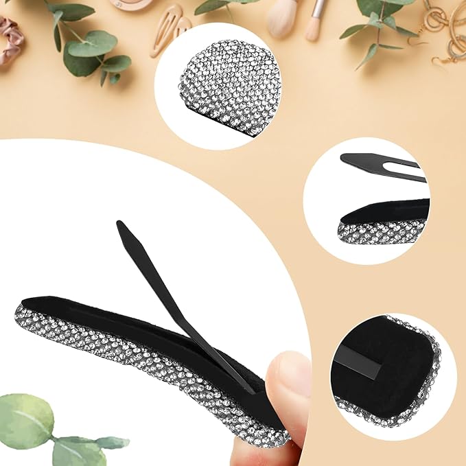 Rhinestone and Crystal Hair Clips 2-Pack, Sparkly Barrettes & Elegant Bling Accessories for Women & Girls(Set16)