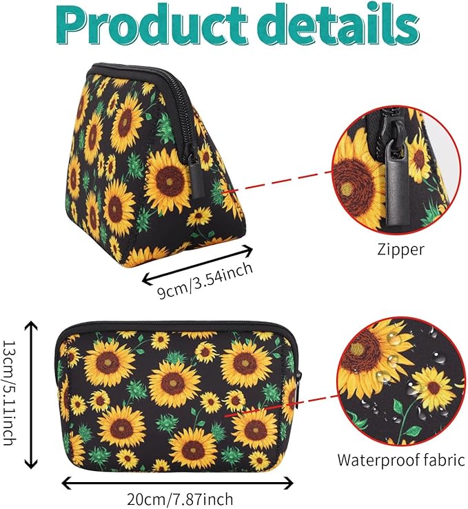 Cosmetic Bag Waterproof Neoprene Zipper Pouch Travel Portable Toiletry Makeup Bags Organizer Case for Women and Girls