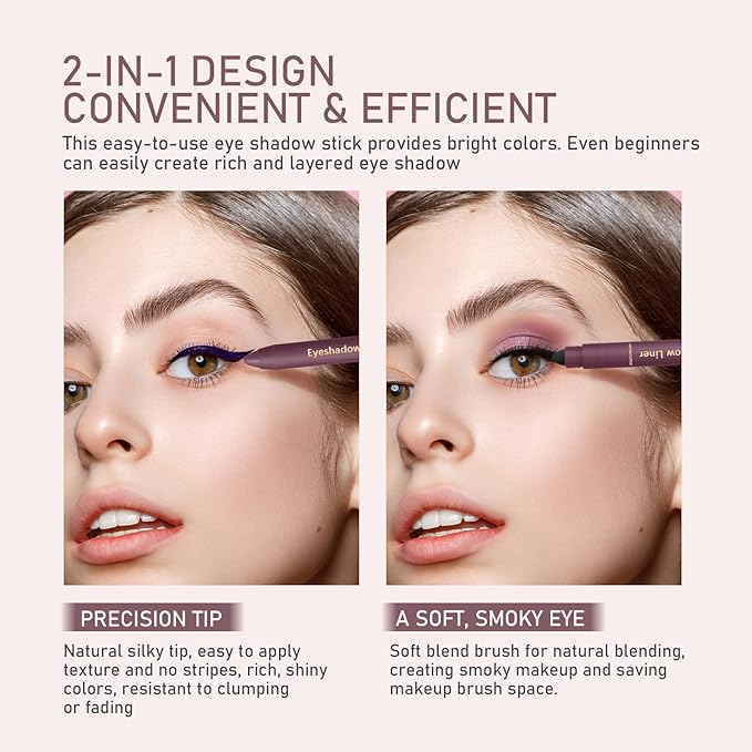 Perfect Color Duo-Shadow Liner 2-in-1 Eyeliner & Eyeshadow - Waterproof & Smudge-Proof Shadow Liner Duo, All-Day Wear with Smudge Brush, Creamy Easy-Glide, For Effortless Smoky Or Natural Eye Makeup