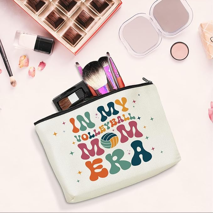 Volleyball Mom Cosmetic Bag in My Mom Era Travel Makeup Bag Mom Gifts Mother Gifts Volleyball Stuff Organizer Bag Volleyball Gifts for Mom Mam Mother Mommy Mama Women Female Mothers Day Birthday
