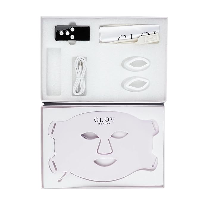 Glov Beauty - Anti-Aging LED Face Mask Red Light Therapy for Wrinkles, Fine Lines & Firmer Skin - Four Color Modes - Easy 10 Minute Session, Rechargeable, Facial Home Spa Device