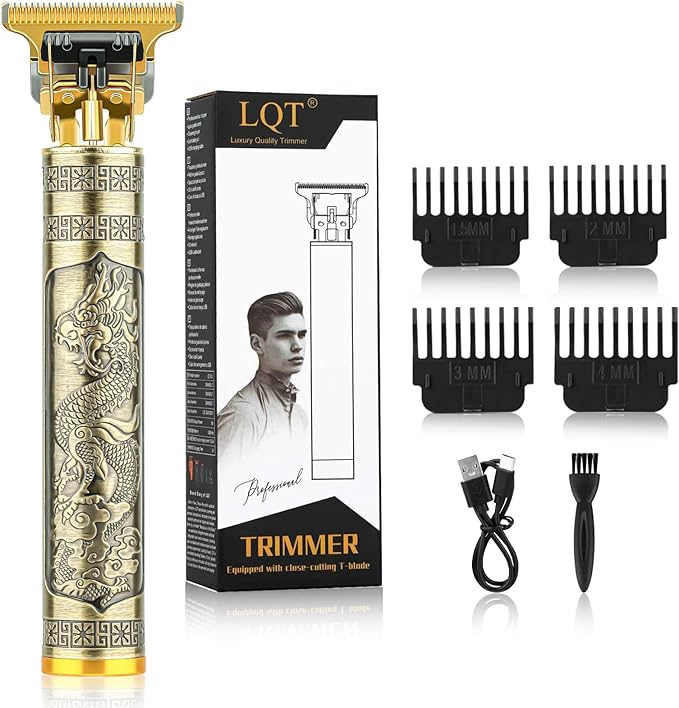 Professional Hair Trimmer for Men, Beard Trimmer Hair Clippers for Men, Hair Clippers with 4 Limit Combs, Cordless Rechargeable Hair Trimmer Metal Body Cutting Grooming Kit