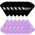 BLAAROOM 12 Pieces Velour Pure Cotton Powder Puff Face Makeup Triangle Powder Puffs for Loose Powder Wet Dry Cosmetic Foundation Beauty Sponge Makeup Tools -Black & Purple