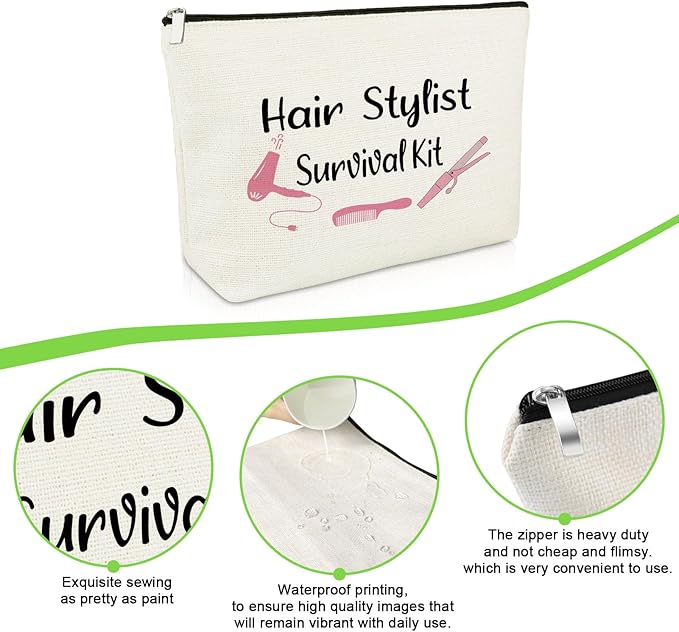Hairdresser Gifts Hair Stylist Makeup Bag Inspirational Gifts for Hairstylist Hair Dresser Cosmetic Bag Retirement Presents for Hairdresser Cosmetology Graduation Presents Travel Cosmetic Pouch