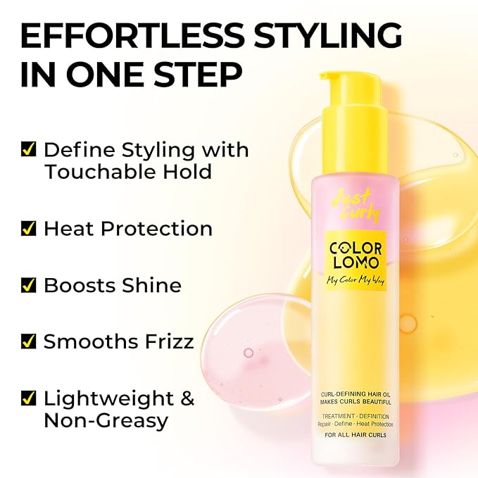 Styling & Curl Defining Oil Serum | 24-Hour Touchable Hold Hair Oil for Natural & Styled Curly Hair l Heat Thermal Protection, Creates Smooth, Shiny, Lightweight Hair