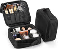 Tbestmax 2 Pack Travel Makeup Bag Cosmetic Train Case Organizer Portable Artist Storage Bag with Adjustable Dividers for Cosmetics Makeup Brushes Toiletry Jewelry Black