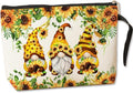 Jztco Cute Gnomes Makeup Bag Sunflower Gifts Gnome Gifts for Women Female Her Mom Wife Best Friend Daughter Aunt Niece Toiletry Bag Mothers Day Graduation Birthday Gifts Summer Floral Cosmetic Bag