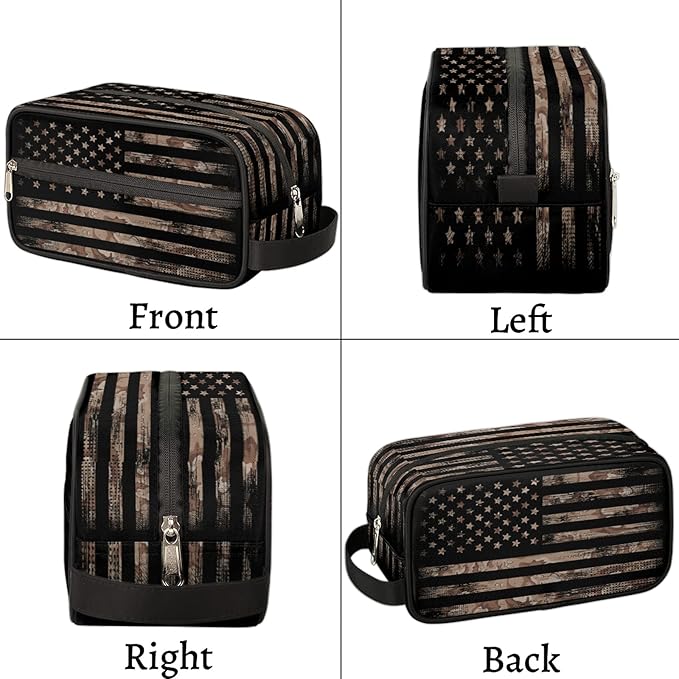 Travel Toiletry Bag for Women Men Vintage Usa American Flag Lightweight Cosmetic Makeup Bag Organizer Waterproof Shaving Bag Dopp Kit with Large Capacity for Toiletries and Shaving Accessories