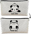 Panda Gifts Dots Makeup Bag,Gifts for Panda Lover Wonmen Girls,Cute Baby Panda Guess What It's Pug Butt Cosmetic Bag,Makeup Case for Teen Girls Daughter,Panda Accessories,Canvas Zipper Pouch