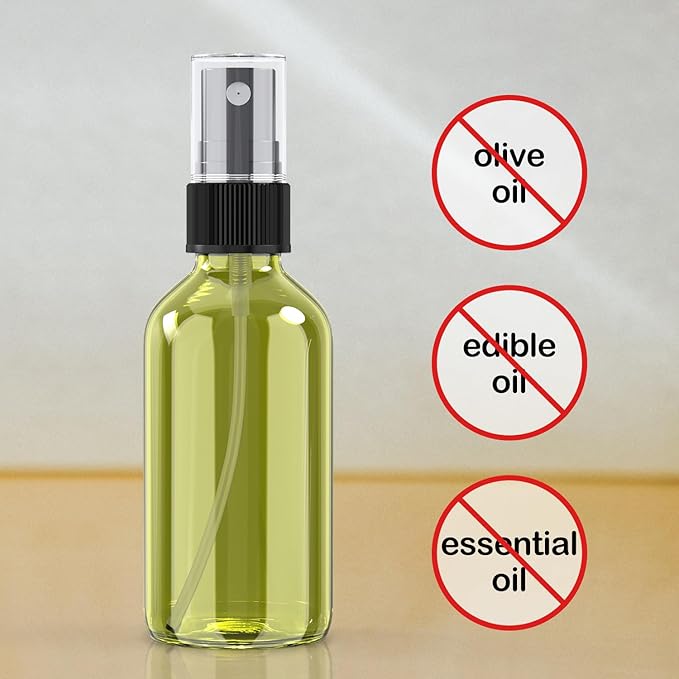 Wedama 4 oz Mini Glass Spray Bottles, Empty Small Spray Bottles with Funnel Dropper, Fine Mist for Hair, Travel, Plants, Cleaning Solutions and Skin Care (4 Pack Olive Green)