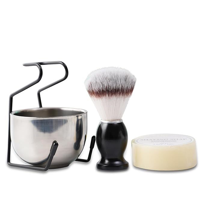 Shaving Brush Set for Men, 4pcs Shaving Set Includes Shaving Brush Shaving Soap, Bowl and Shaving Brush Stand