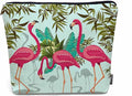 Women Makeup Organizer Bag Flamingo Exotic Flamingo Tropical Palms Flax Cosmetic Bag Makeup Bags Toiletry Bag Accessories Organizer Travel Bags For Home Bathroom Office Hotel Gym Pink Green