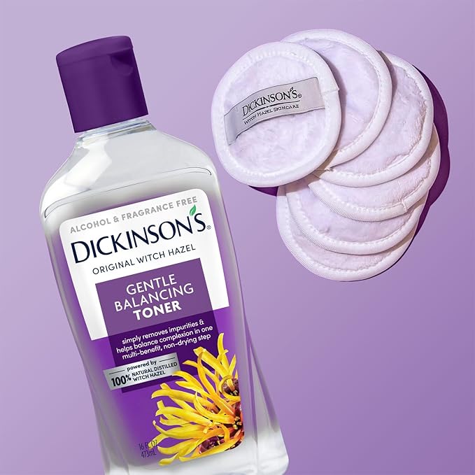 Dickinson's Original Witch Hazel Gentle Balancing Toner, 100% Natural Distilled Witch Hazel, Alcohol & Fragrance Free, Cleans Pores, Calms & Refines Skin, 16 Fl Oz, 3 Count