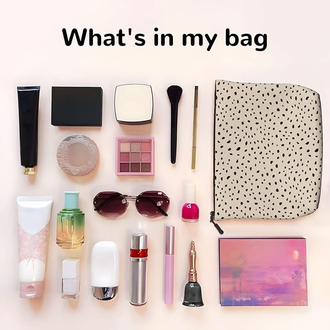 MOLAIGIN Cool Leopard White Cheetah Print Cosmetic Bag For Women, Travel Makeup Bag, Toiletry Zipper Bag, Large Capacity Aesthetic Cases