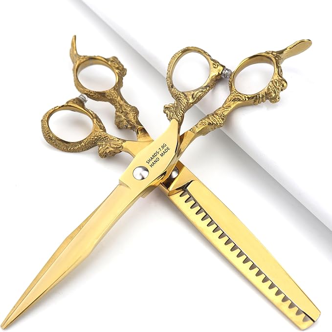 5.5/6 /7 Inch Purple Dragon Knight Professional Japanese Hair Scissors Barber Scissors Set (7 inch 2pc-C)