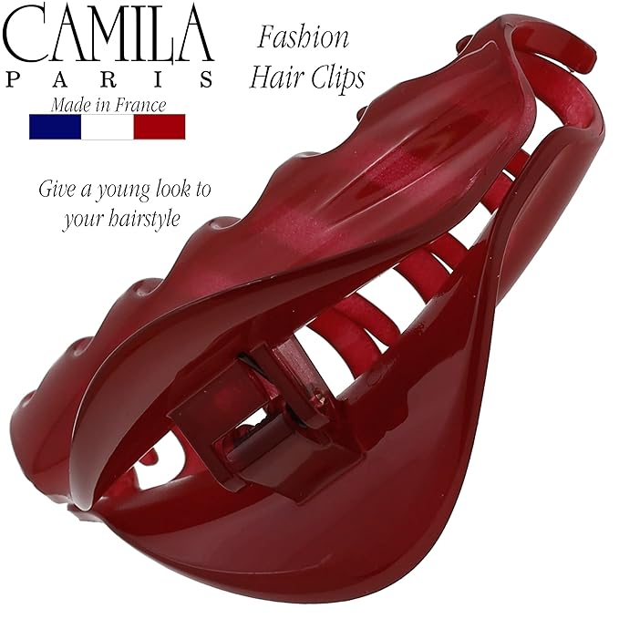 Camila Paris CP2529 French Hair Clip for Women for Thick Hair for Long Curly Wavy Hair, Red, Girls Hair Claw Clips Jaw Styling Hair Accessories for Women, Strong Hold No Slip Grip, Made in France