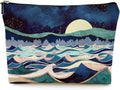Cute Makeup Bag for Purse Canvas Waterproof Funny Cosmetic Bags for Women Zipper Travel Toiletry Pouch-Mountain Makeup Bags-Blue