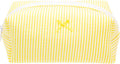 PAZIMIIK Cozy Makeup Bag Small Aesthetic Travel Zipper Cosmetic Pouch for Women Make Up Beauty Accessories Brushes, Stripe Yellow