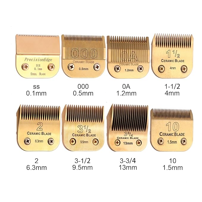 Professional Detachable Replacement Blades Set,Cut Length,Compatible with Andis AGC,BDC,BGC,MBG Series/Oster Classic 76/Star-Teq/Power-Teq/A5 Clipper (7PACK) Golden