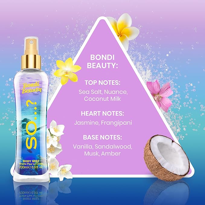 So...? Bondi Beauty Body Mist for Women - 6.9 oz Body Mist - Pack of 2