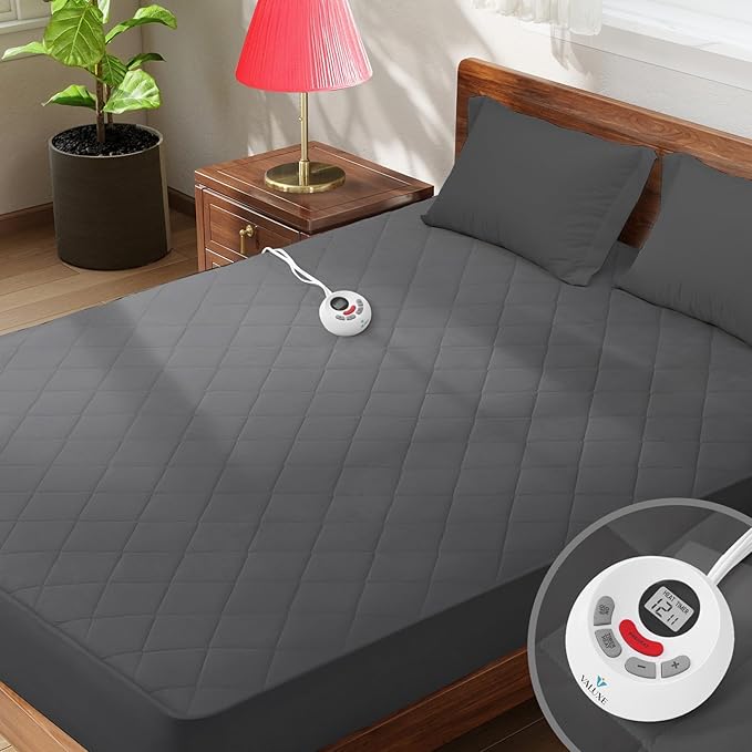 Heated Mattress Pad Full Size Quilted Heating Electric Bed Warmer Luxury Comfort Heat Mattress Pad Cover（10 Heat Setting | 1-12 Hours Auto Shut Off | with 8-21 Inch Deep Pocket）