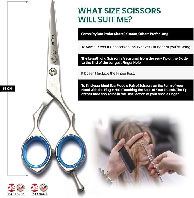 Blizzard Professional Hair Cutting Scissors – 6 inch VG10 Cobalt Haircut Shears with Razor Sharp Blades - Matt Finish Barber Hairdressing Travel Case for Salons & Home Use