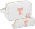 Personalized Initial Makeup Bag Trendy Stuff Leather Waterproof Cosmetic Bag Travel Toiletry Bag, Christmas/Thanksgiving/Halloween Gifts Makeup Organizer Case for Women Girls Mom Girlfriend Wife