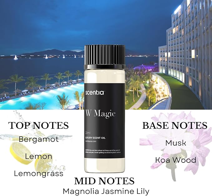 Scentia Hotel Diffuser Oil | Aromatherapy Fragrances Inspired by 5-Star Hotels | Luxurious Scents Gift Set - 3 x 20ml Bottles Set - The 1 Hotel Miami, W Hotels - Thanksgiving & Holiday Gift