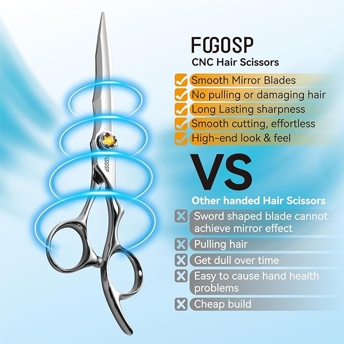 Professional Hair Scissors 6” Barber Scissors Japan VG10 Fine Cutting Blades Professional CNC Hair Shears Barber Scissor Set for Men and Women Haircut Shear Kit