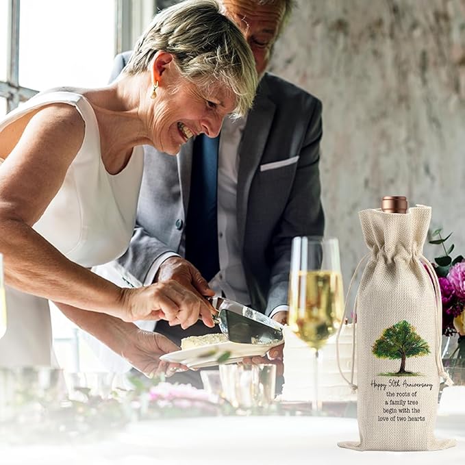 Gifts for 50th Anniversary for Couple Parents Husband Wife Vow Renewal Golden Wedding Anniversary Wine Gift Bag