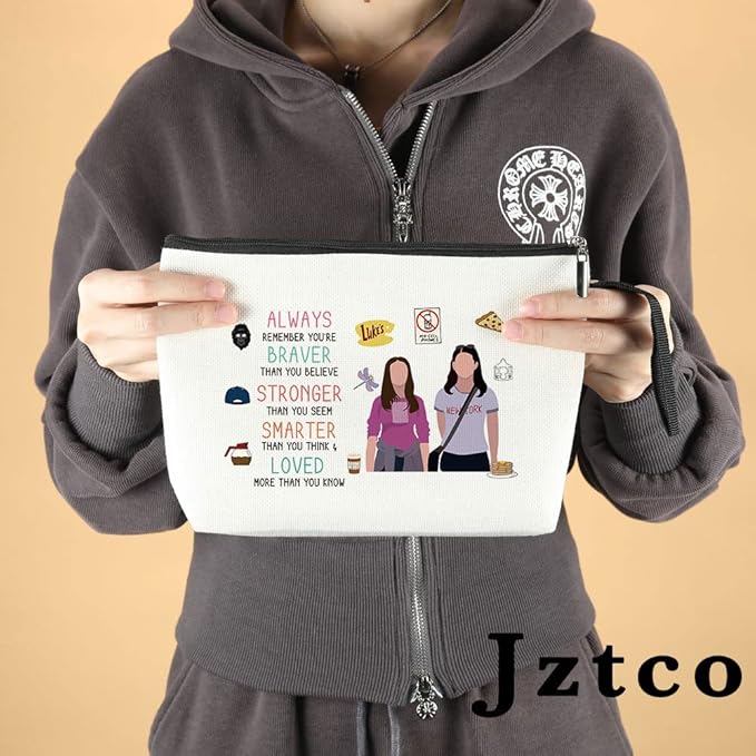 Makeup Bag Gil-more Girls TV Merchandise Luke Fans Gift Lorelai and Rory Fans Gift Luke Cosmetic Bag Inspirational Christmas Birthday Gifts for BFF Friends Mom Daughter Sister You Are Braver Stronger