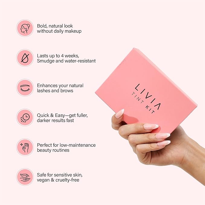 Livia - Black Eyelash and Eyebrow Color Set – Long-Lasting, Natural-Looking Color for 4 Weeks – Vegan, Gentle for Sensitive Skin – Easy DIY Solution