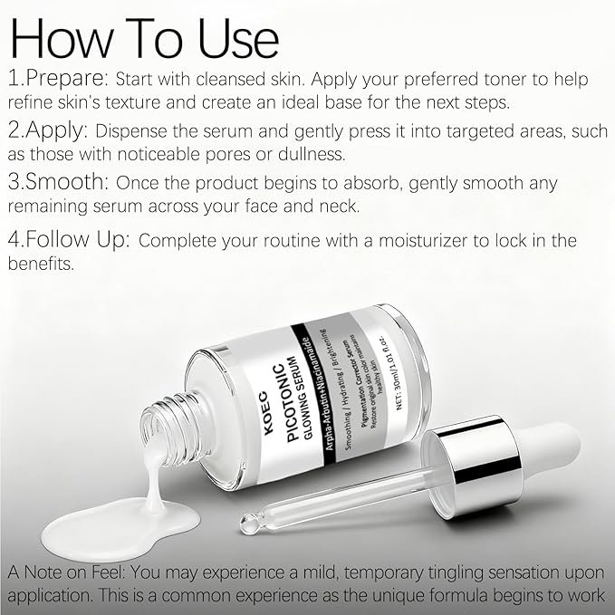 Dual-Action Acne Serum & Pico Tonique Essence Set - Minimizes Pores · Evens Skin Tone, Featuring Calcium Arbutin Ampoules, Niacinamide, Collagen - 1.01 fl oz (2-Bottle Set) (1)