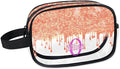 Custom Name Makeup Bag Travel Bag, Clear Toiletry Bag Travel Large Capacity Cosmetic Container Organizer for Shampoo, Glittering Orange Curtain Bling