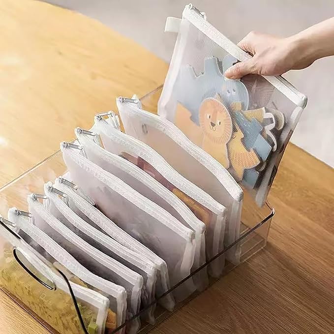 OZY 20Pieces Nylon Mesh Cosmetic Bags Zippered,Portable Organizing Pouches for Travel,Toiletries Bag for Women and Men (A5 White)